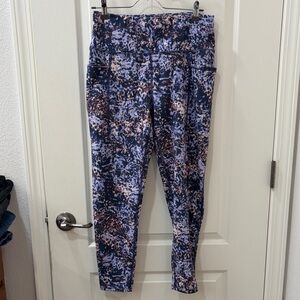 Abstract Navy & Lilac Printed Leggings